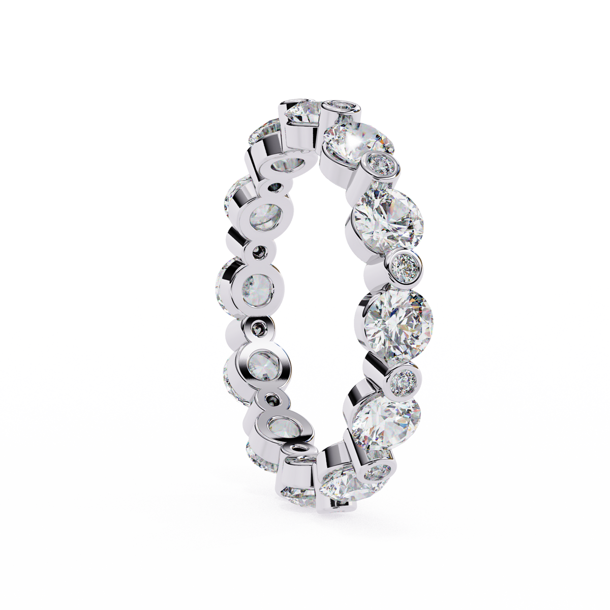 Reverra 14K Gold Bezel Set Diamond Eternity Band, , CTTW-2.45