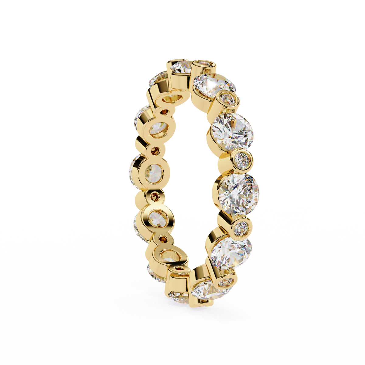 Reverra 14K Gold Bezel Set Diamond Eternity Band, , CTTW-2.45