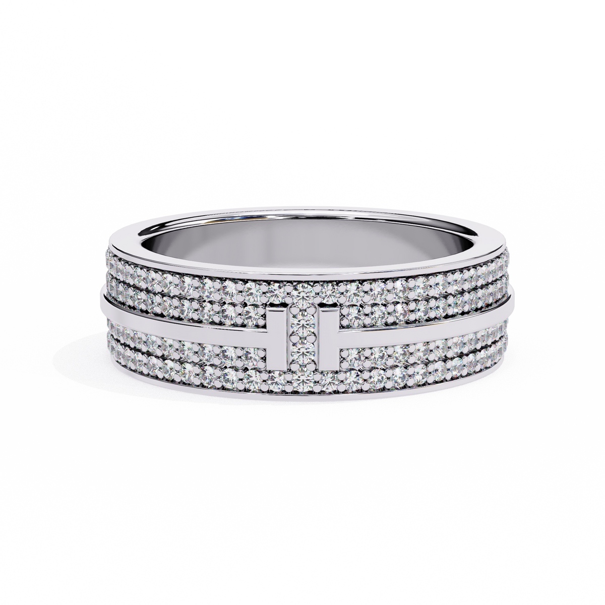 Reverra 14K Double Row Diamond “T” Band, Iconic Luxury & Modern Edge, CTTW-0.806