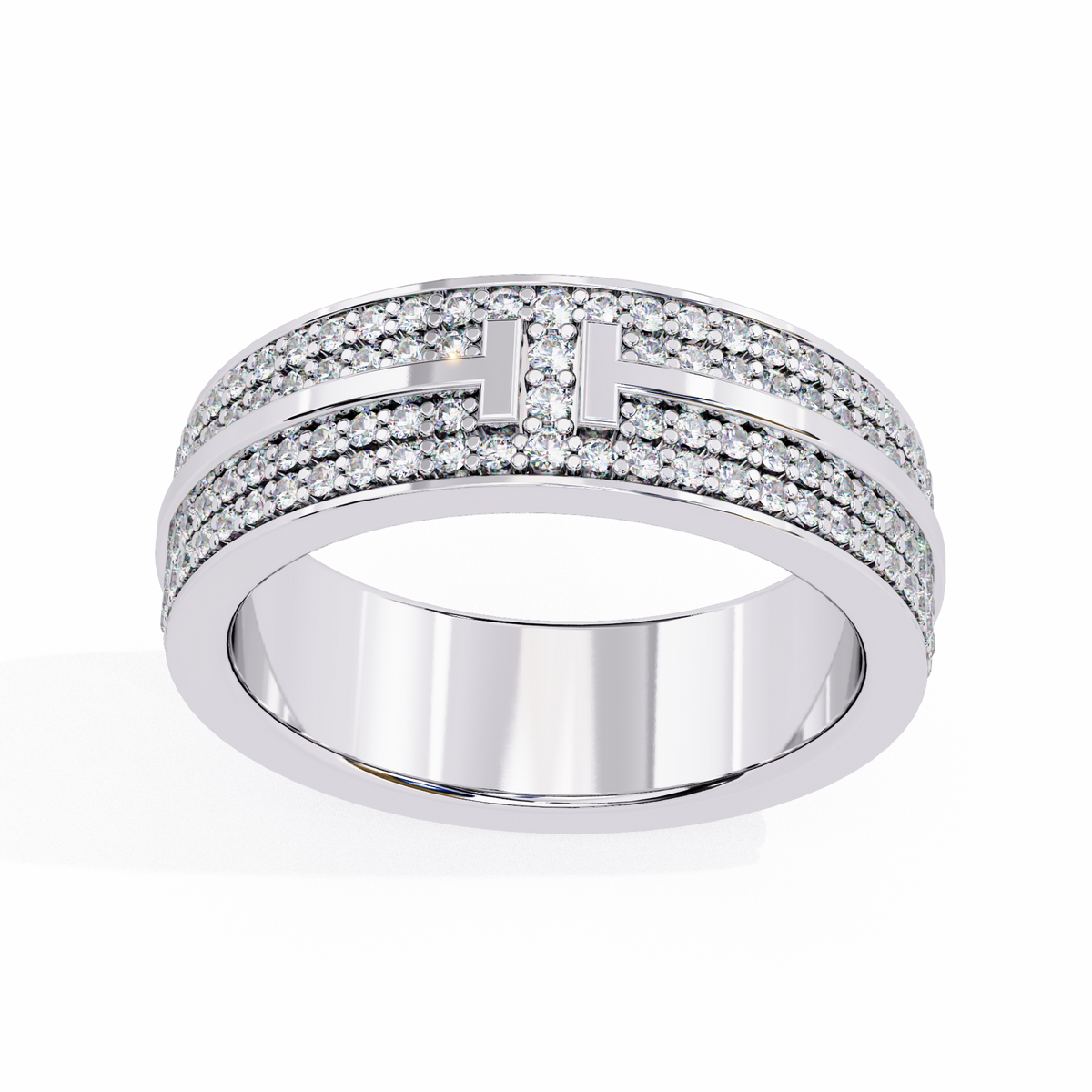 Reverra 14K Double Row Diamond “T” Band, Iconic Luxury & Modern Edge, CTTW-0.806