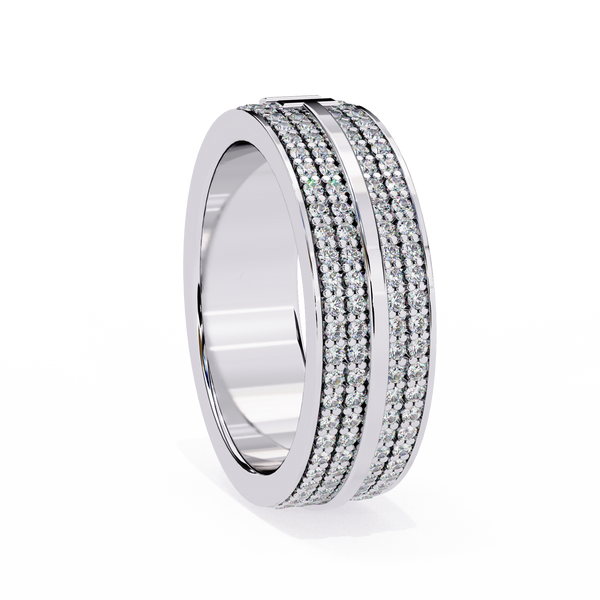 Reverra 14K Gold Round Lab Grown Diamond Double Row Iconic Luxury & Modern Edge Eternity Band for Women, CTTW-0.81