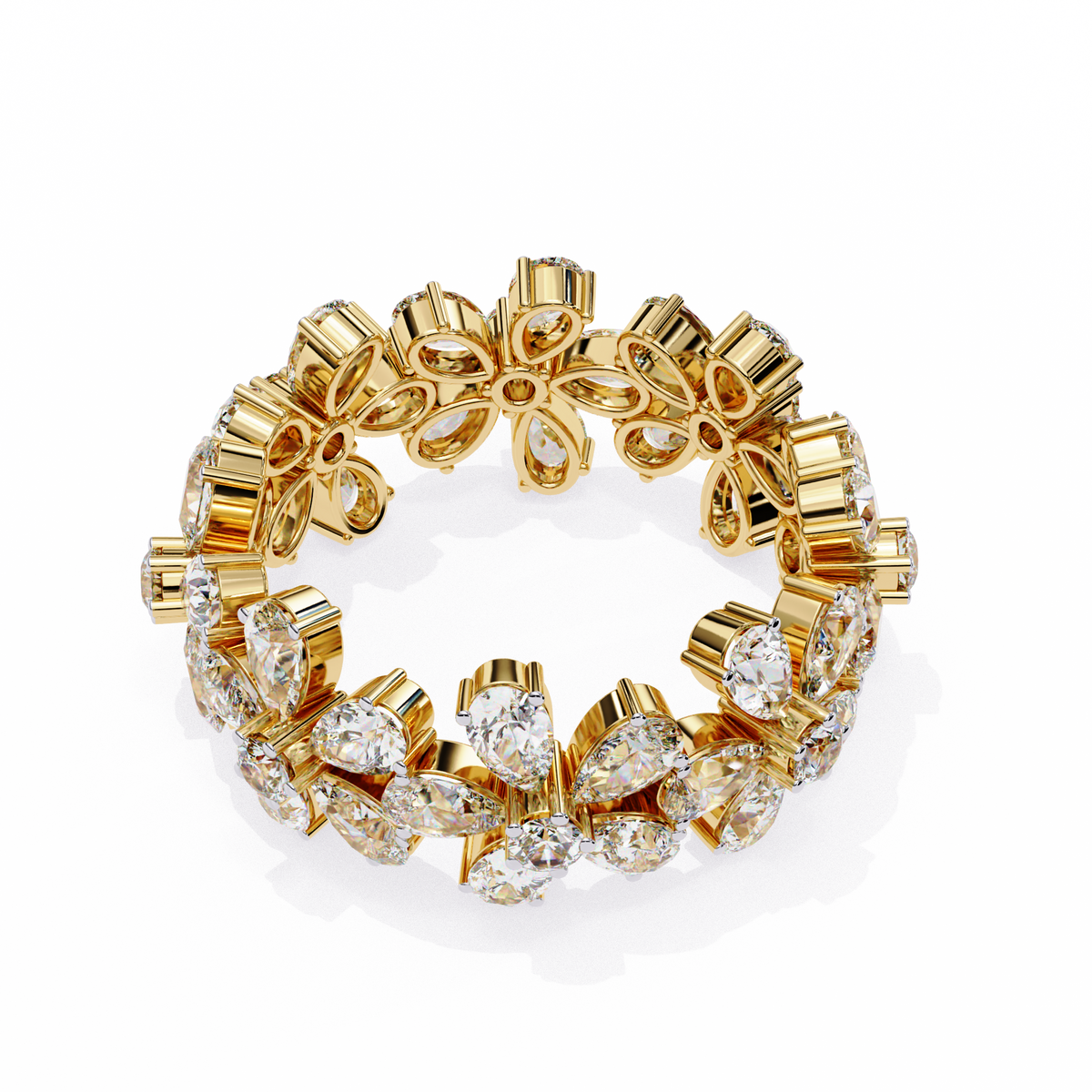 Reverra 14K Gold Floral Diamond Eternity Band, CTTW-4.17
