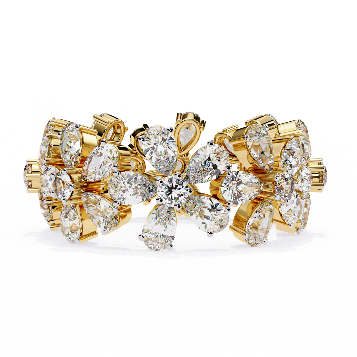 Reverra 14K Gold Floral Diamond Eternity Band, CTTW-4.17