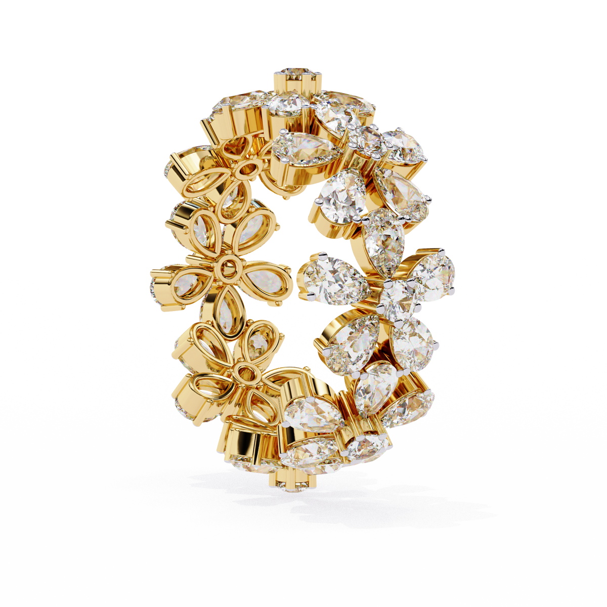 Reverra 14K Gold Floral Diamond Eternity Band, CTTW-4.17