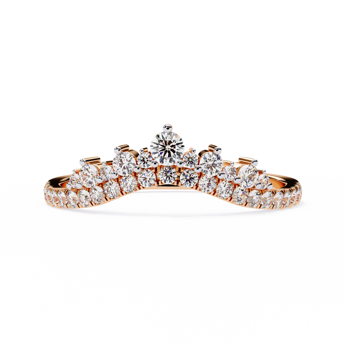 Reverra 14K Diamond Tiara Band, Regal Brilliance for Modern Queens, CTTW-0.405