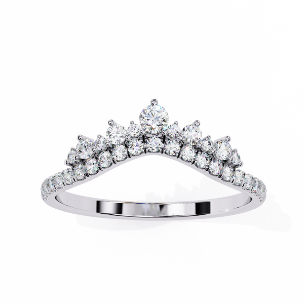 Reverra 14K Gold Round Lab Grown Diamond Regal Brilliance for Modern Queens & Tiara Half Eternity Band for Women, CTTW-0.41