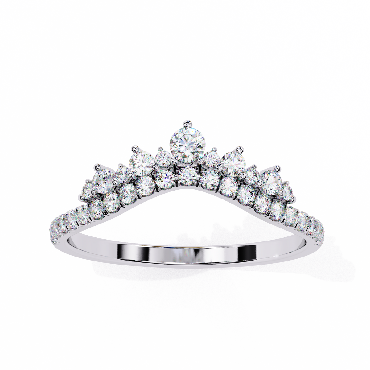 Reverra 14K Diamond Tiara Band, Regal Brilliance for Modern Queens, CTTW-0.405