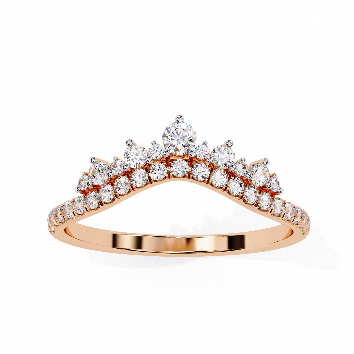 Reverra 14K Diamond Tiara Band, Regal Brilliance for Modern Queens, CTTW-0.405