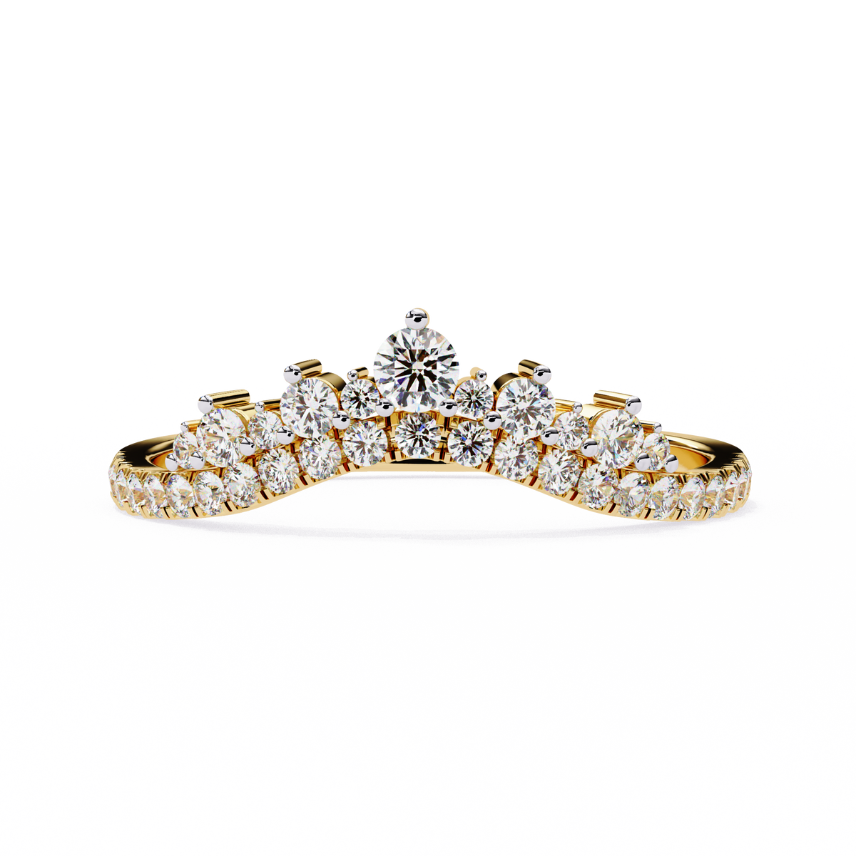 Reverra 14K Diamond Tiara Band, Regal Brilliance for Modern Queens, CTTW-0.405