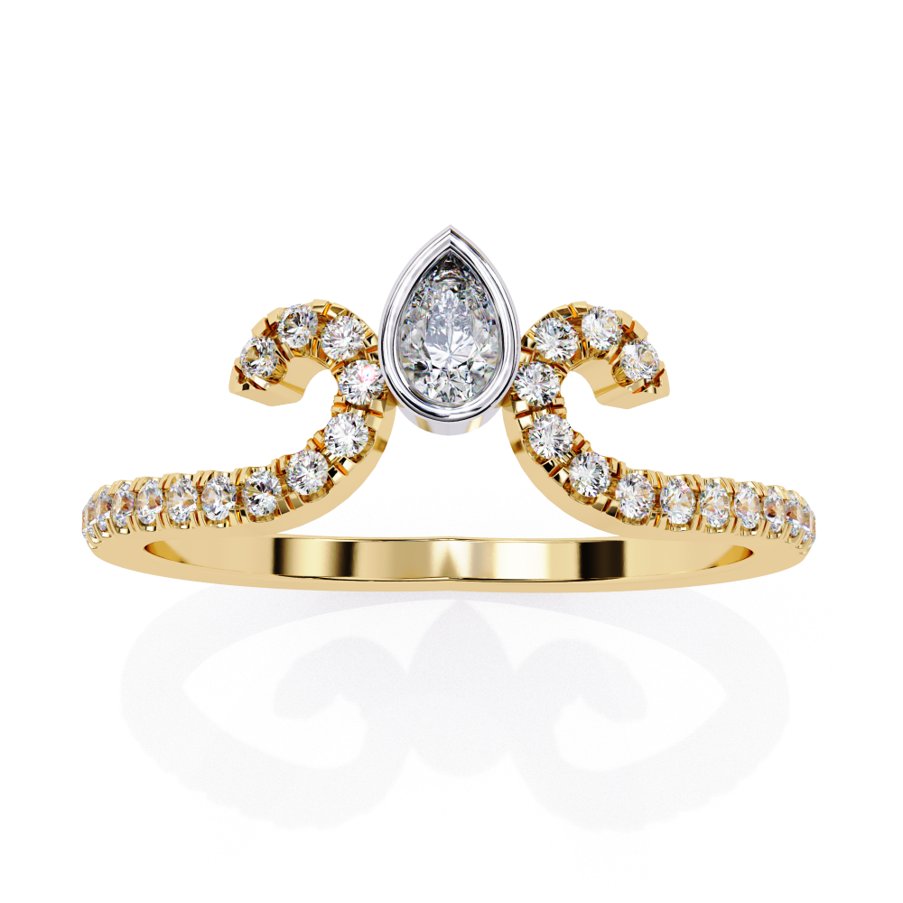 Reverra 14K Gold Pear & Round Lab Grown Diamond Swirl Tiara Half Eternity Band for Women, CTTW-0.3