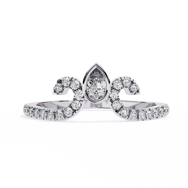 Reverra 14K Gold Pear & Round Lab Grown Diamond Swirl Tiara Half Eternity Band for Women, CTTW-0.3