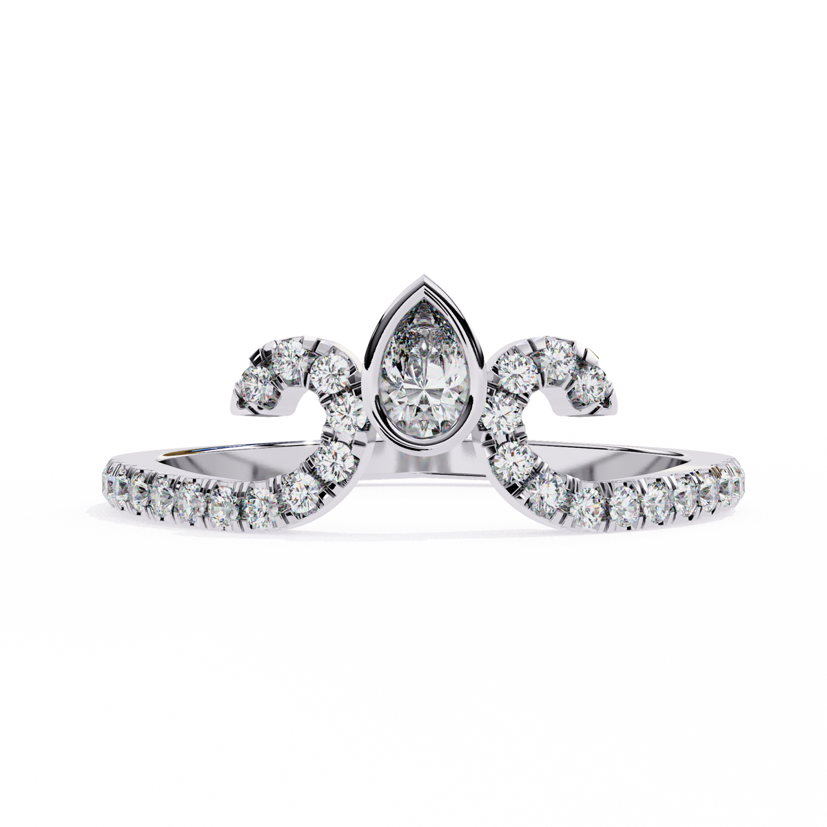 Reverra 14K Pear Diamond Swirl Tiara Band, Grace Meets Royal Glamour, CTTW-0.3