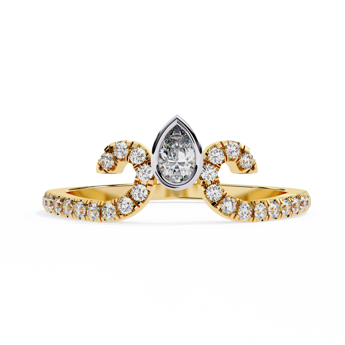 Reverra 14K Pear Diamond Swirl Tiara Band, Grace Meets Royal Glamour, CTTW-0.3