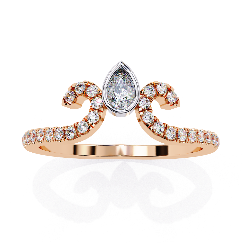 Reverra 14K Gold Pear & Round Lab Grown Diamond Swirl Tiara Half Eternity Band for Women, CTTW-0.3