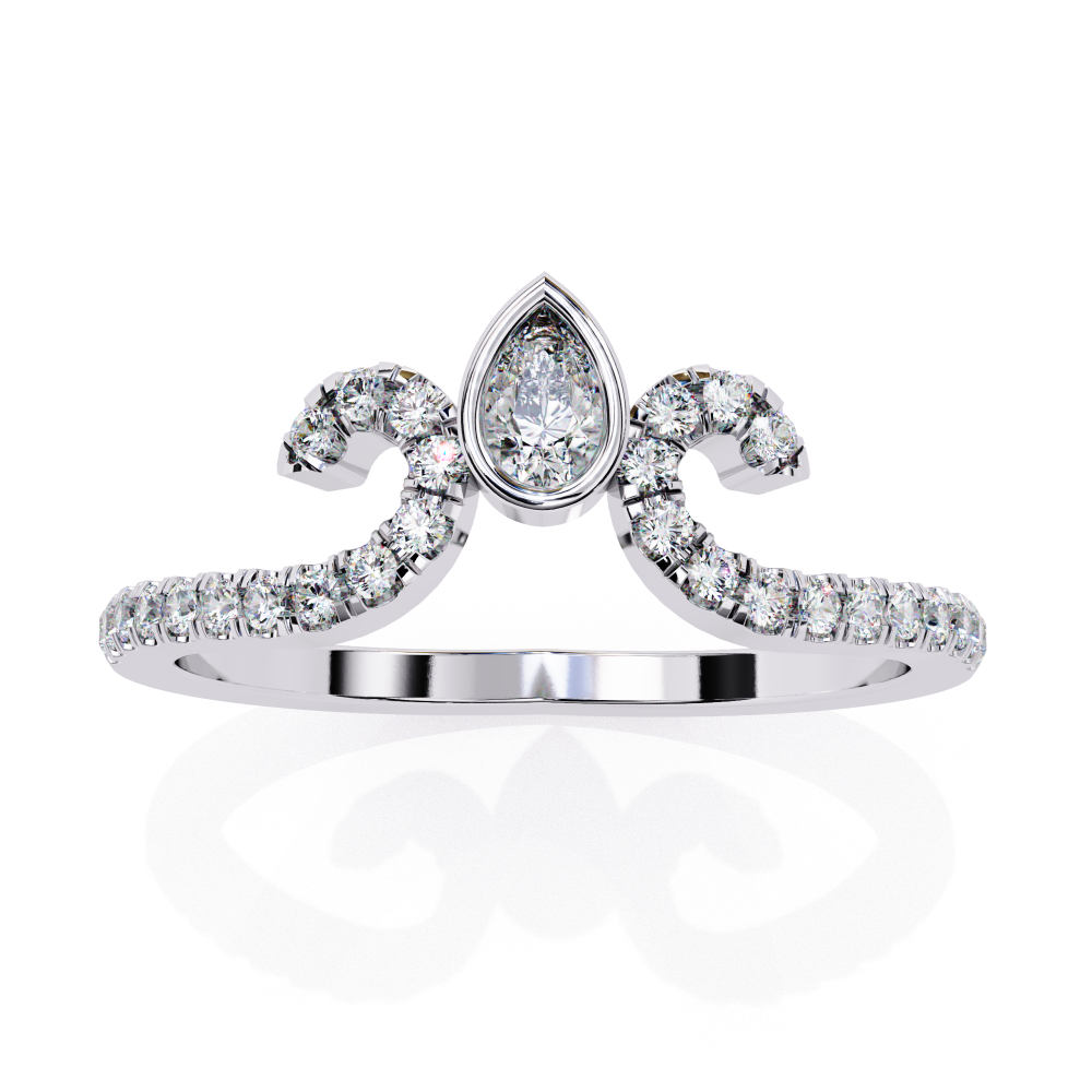 Reverra 14K Gold Pear & Round Lab Grown Diamond Swirl Tiara Half Eternity Band for Women, CTTW-0.3