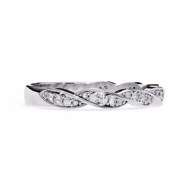 Reverra 14K Gold Round Lab Grown Diamond Twisted Elegant Infinity Weave Design Half Eternity Band for Women, CTTW-0.34