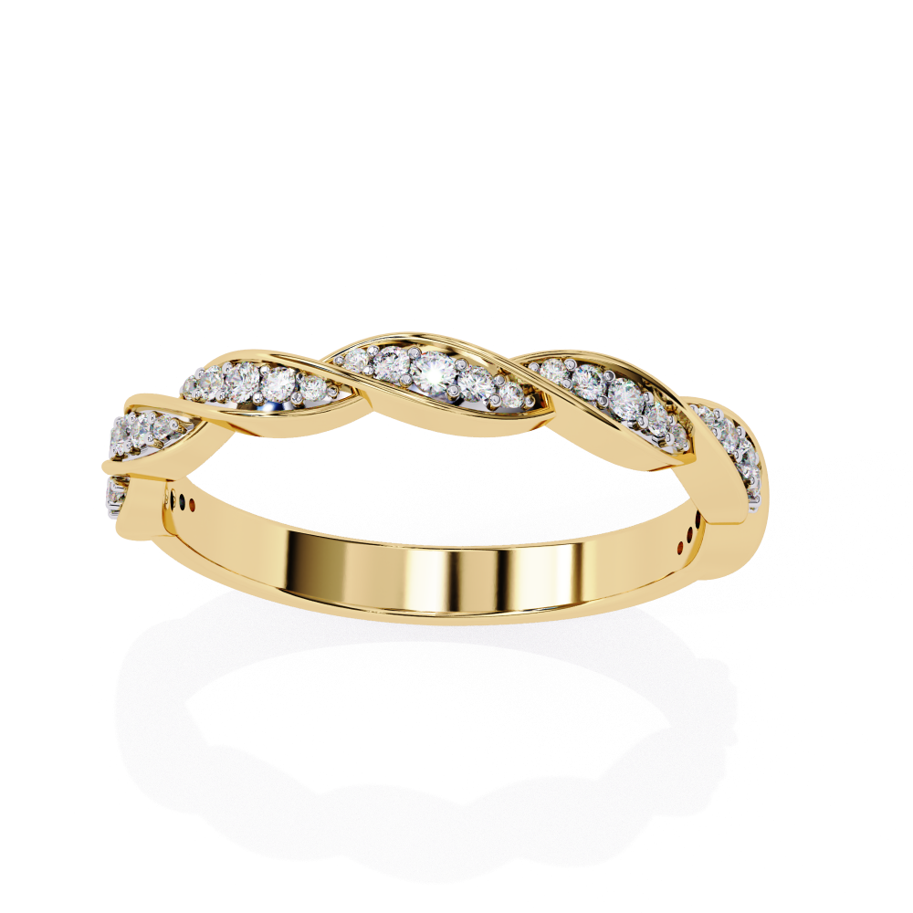 Reverra 14K Gold Round Lab Grown Diamond Twisted Elegant Infinity Weave Design Half Eternity Band for Women, CTTW-0.34