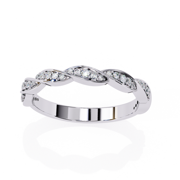 Reverra 14K Gold Round Lab Grown Diamond Twisted Elegant Infinity Weave Design Half Eternity Band for Women, CTTW-0.34