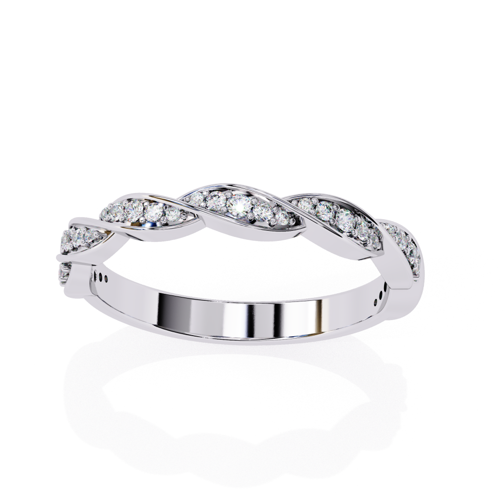 Reverra 14K Gold Round Lab Grown Diamond Twisted Elegant Infinity Weave Design Half Eternity Band for Women, CTTW-0.34