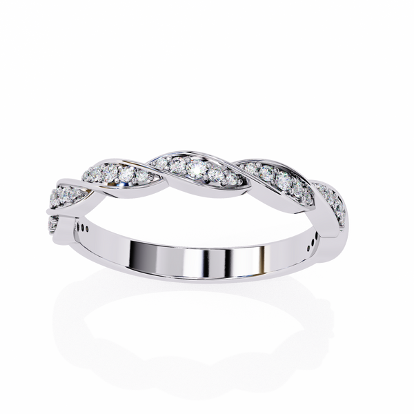 Reverra 14K Gold Round Lab Grown Diamond Twisted Elegant Infinity Weave Design Half Eternity Band for Women, CTTW-0.34
