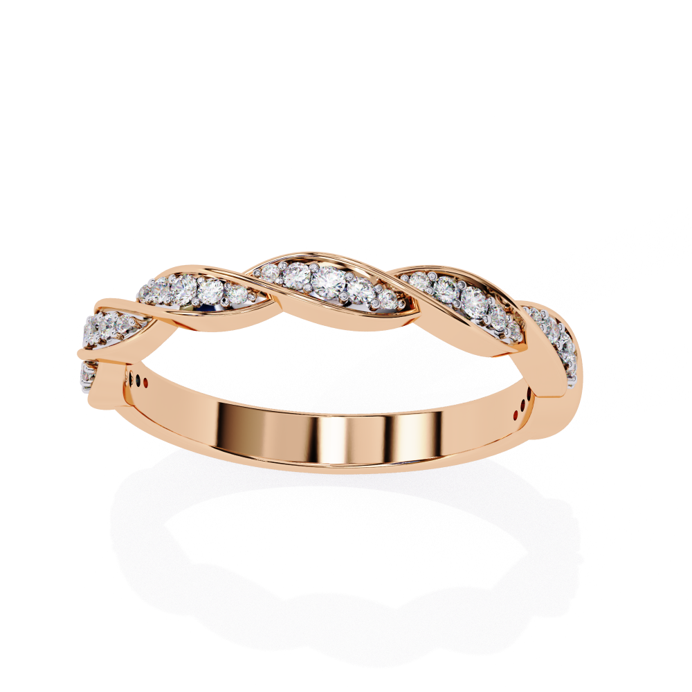 Reverra 14K Gold Round Lab Grown Diamond Twisted Elegant Infinity Weave Design Half Eternity Band for Women, CTTW-0.34