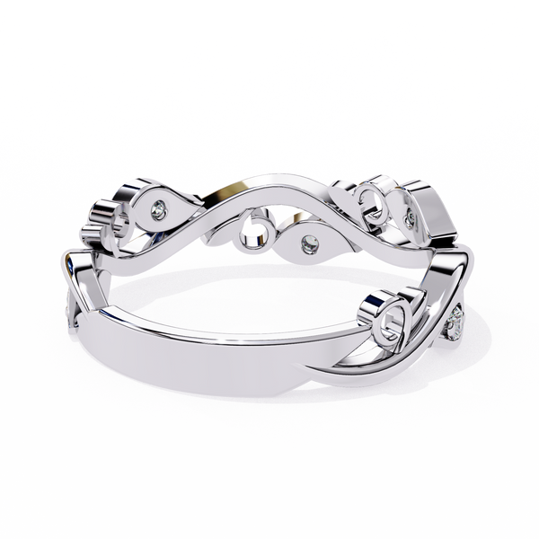 Reverra 14K Gold Round Lab Grown Diamond Vine Motif & Nature-Inspired Elegance Half Eternity Band for Women, CTTW-0.09