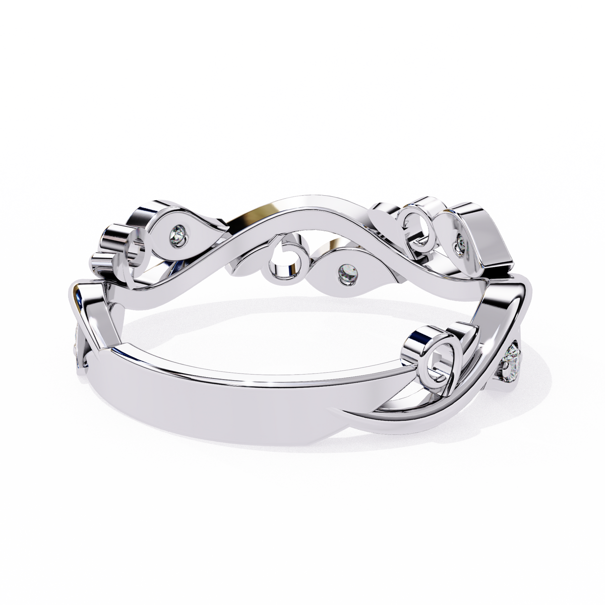 Reverra 14K Vine Motif Diamond Band, Nature-Inspired Elegance, CTTW-0.09