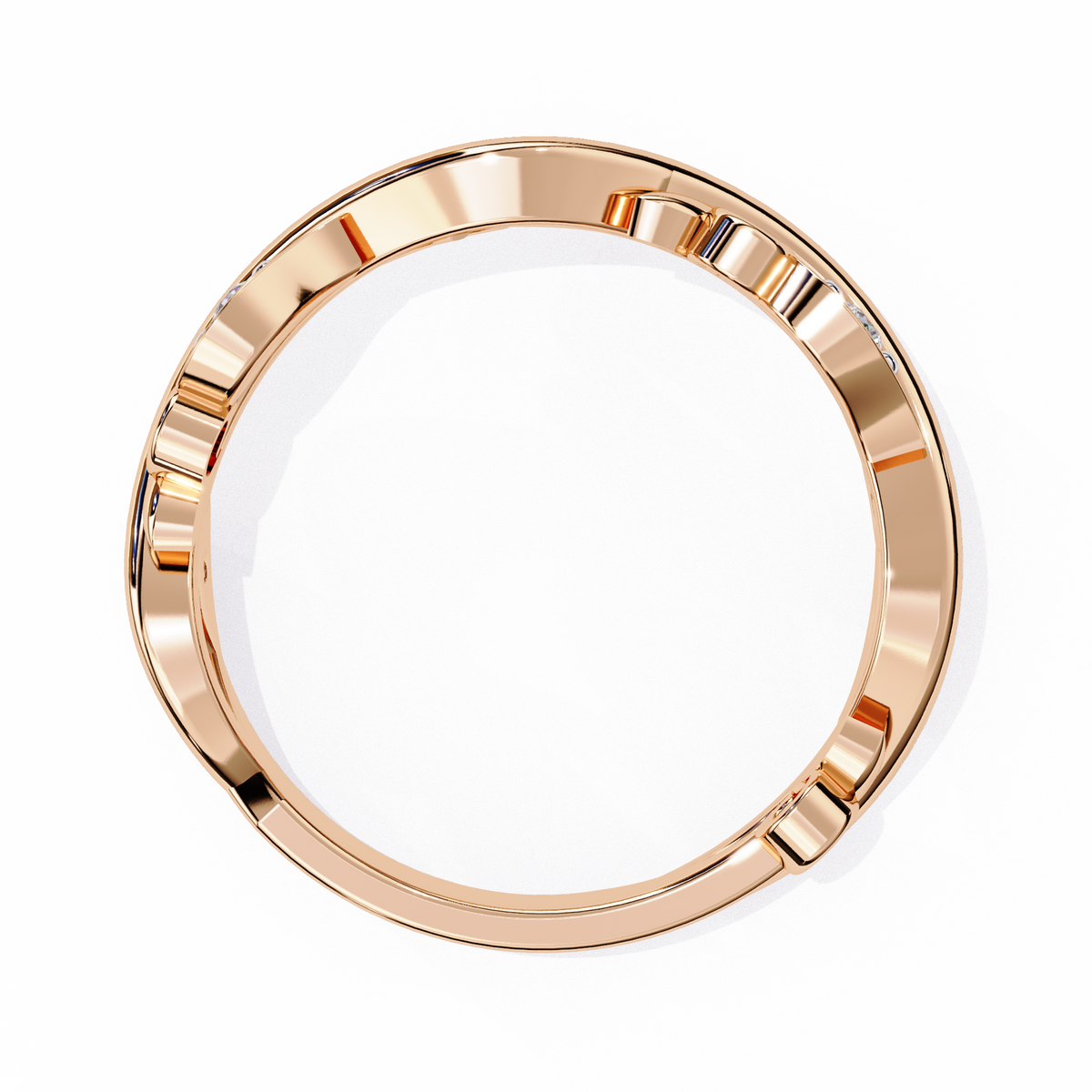 Reverra 14K Vine Motif Diamond Band, Nature-Inspired Elegance, CTTW-0.09