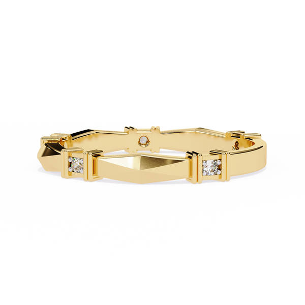 Reverra 14K Gold Round Lab Grown Diamond Geometric Modern Architectural Design Engagement Ring for Women, CTTW-0.06