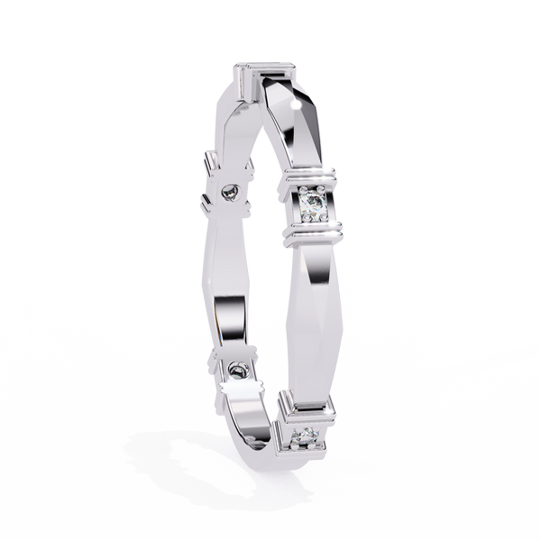 Reverra 14K Gold Round Lab Grown Diamond Geometric Modern Architectural Design Engagement Ring for Women, CTTW-0.06