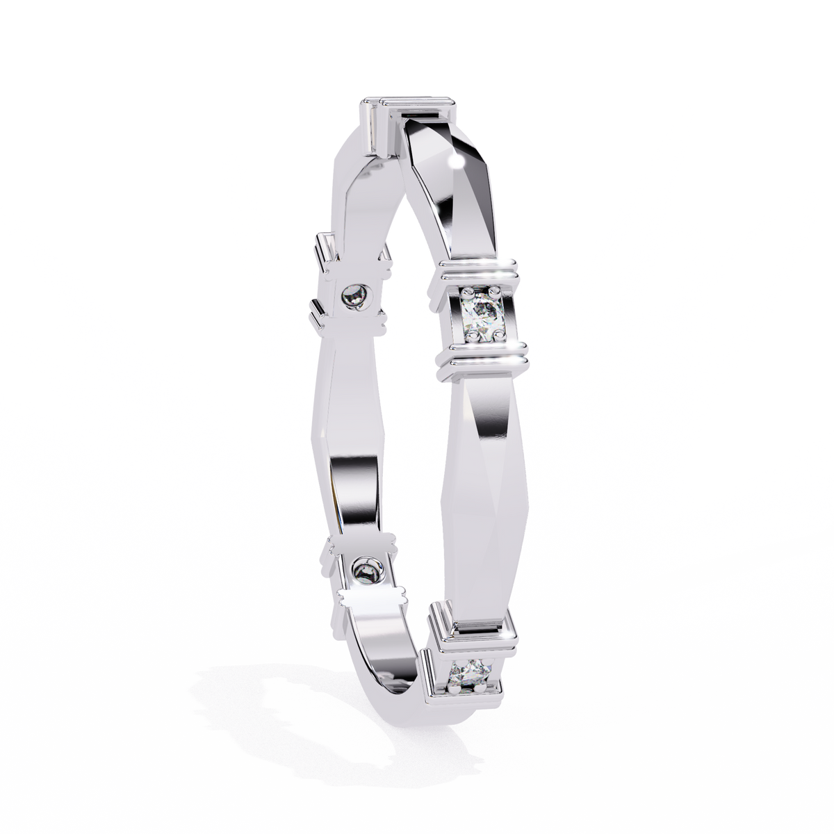 Reverra 14K Geometric Diamond Band, Modern Architectural Design, CTTW-0.06