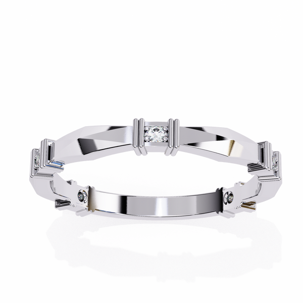 Reverra 14K Gold Round Lab Grown Diamond Geometric Modern Architectural Design Engagement Ring for Women, CTTW-0.06