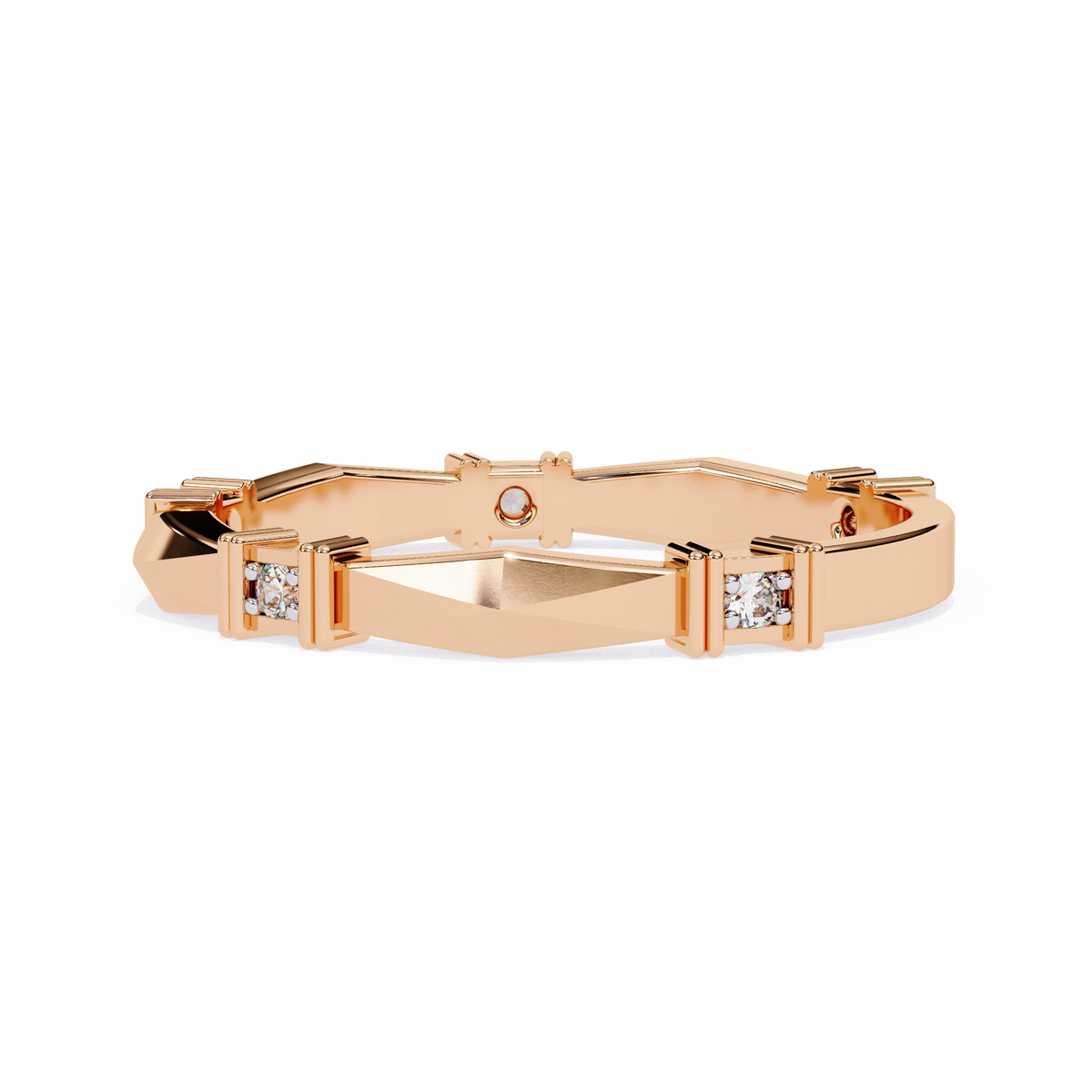 Reverra 14K Geometric Diamond Band, Modern Architectural Design, CTTW-0.06