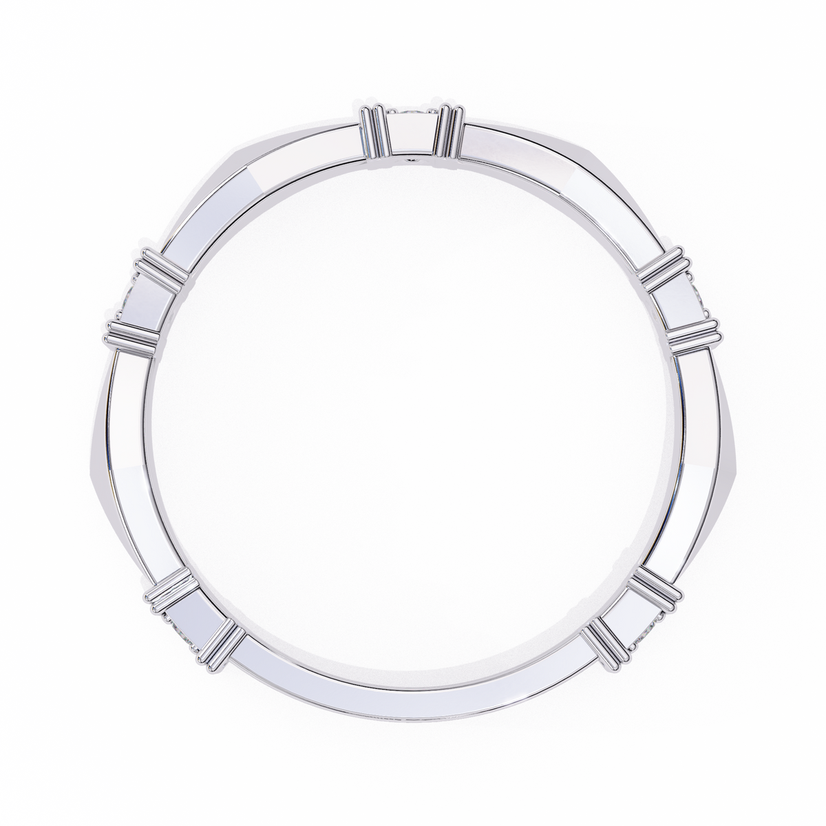 Reverra 14K Geometric Diamond Band, Modern Architectural Design, CTTW-0.06