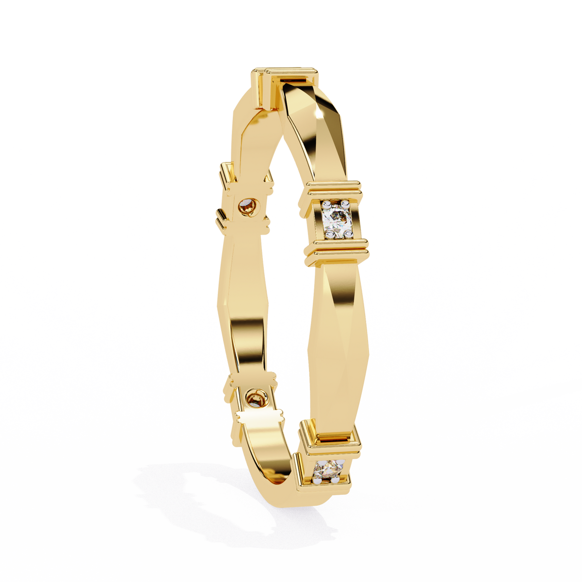 Reverra 14K Geometric Diamond Band, Modern Architectural Design, CTTW-0.06