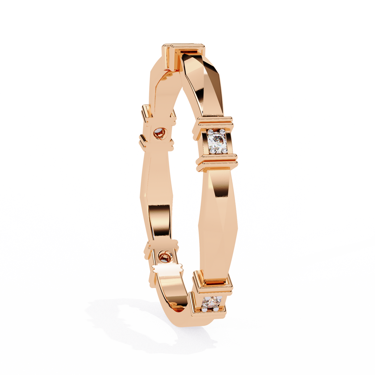 Reverra 14K Geometric Diamond Band, Modern Architectural Design, CTTW-0.06