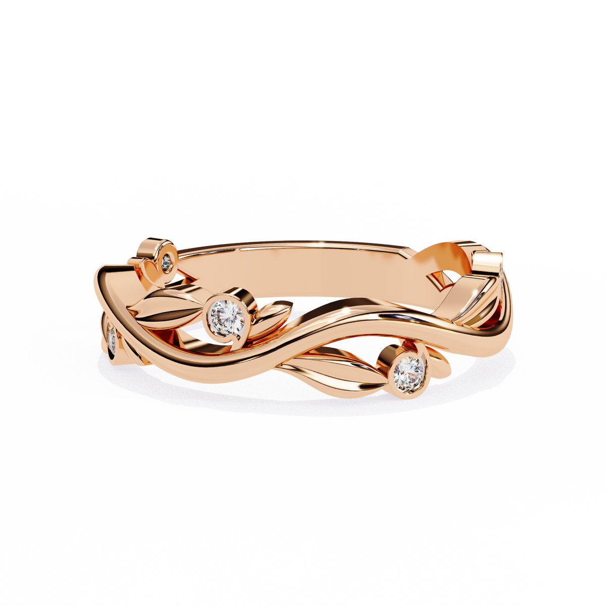 Reverra 14K Leaf & Vine Diamond Band, Nature’s Elegance, CTTW-0.09