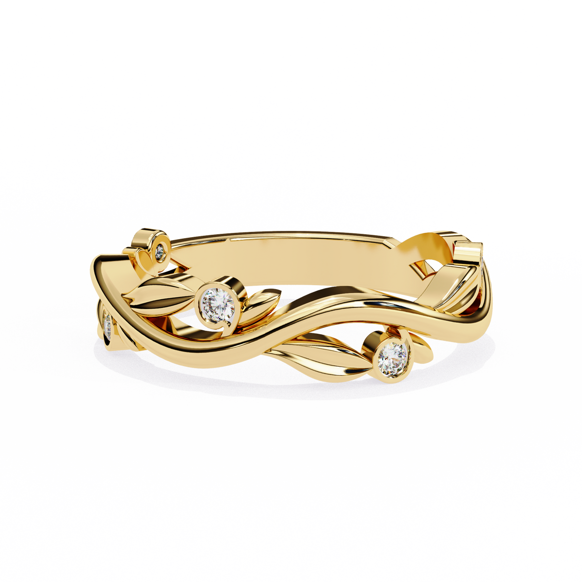 Reverra 14K Leaf & Vine Diamond Band, Nature’s Elegance, CTTW-0.09