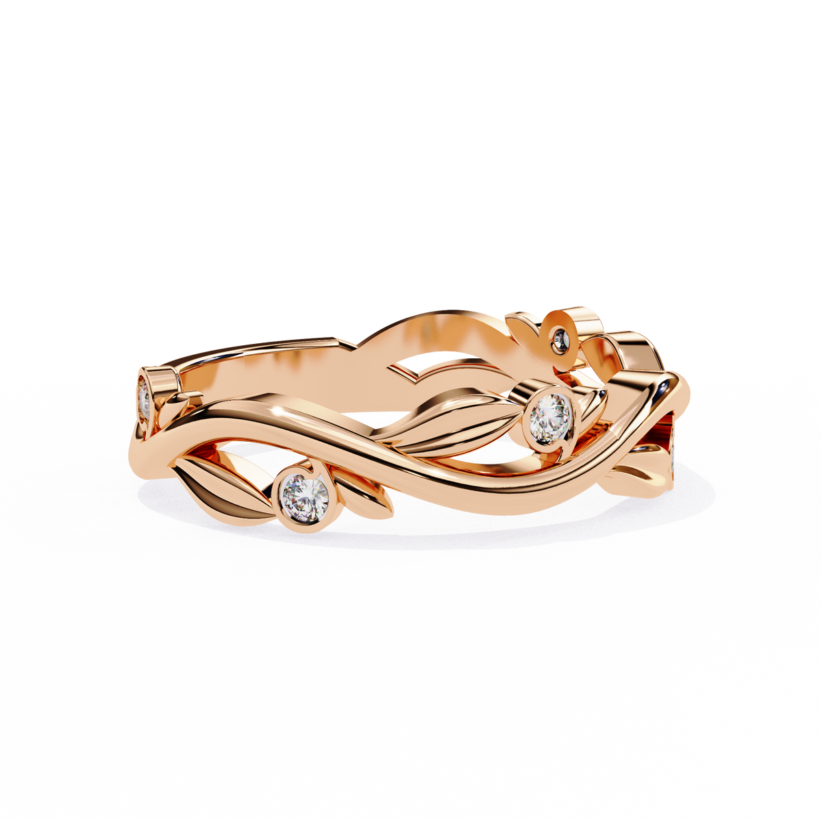 Reverra 14K Leaf & Vine Diamond Band, Nature’s Elegance, CTTW-0.09