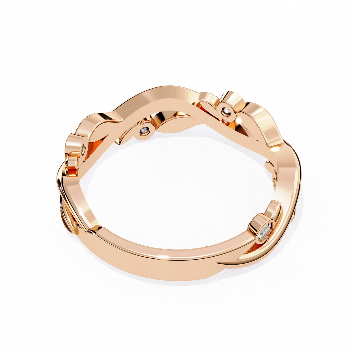 Reverra 14K Leaf & Vine Diamond Band, Nature’s Elegance, CTTW-0.09