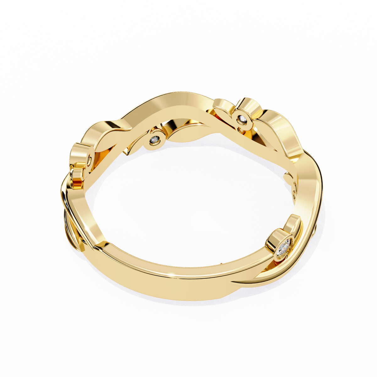 Reverra 14K Leaf & Vine Diamond Band, Nature’s Elegance, CTTW-0.09