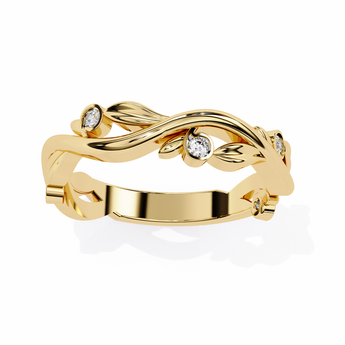 Reverra 14K Leaf & Vine Diamond Band, Nature’s Elegance, CTTW-0.09