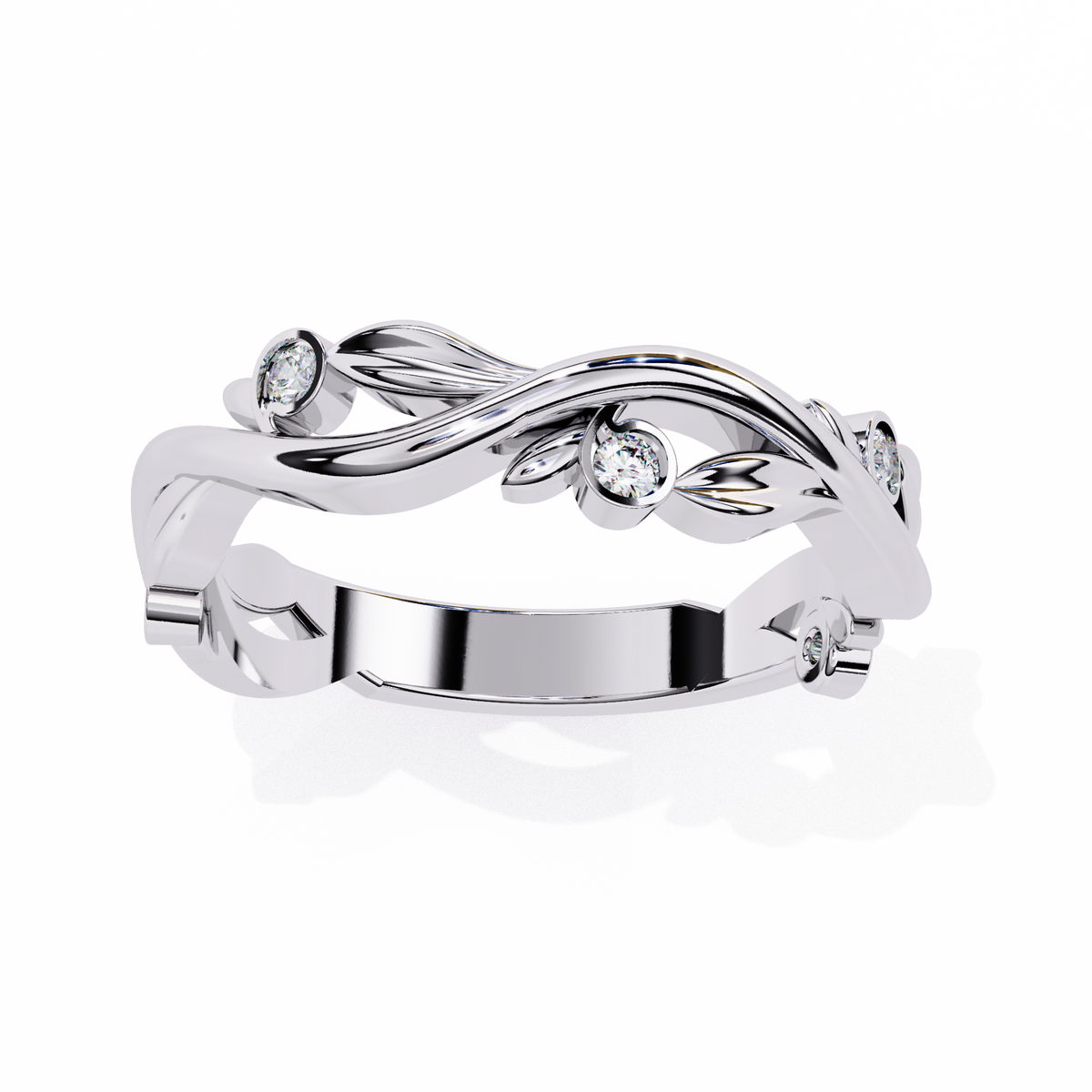 Reverra 14K Leaf & Vine Diamond Band, Nature’s Elegance, CTTW-0.09