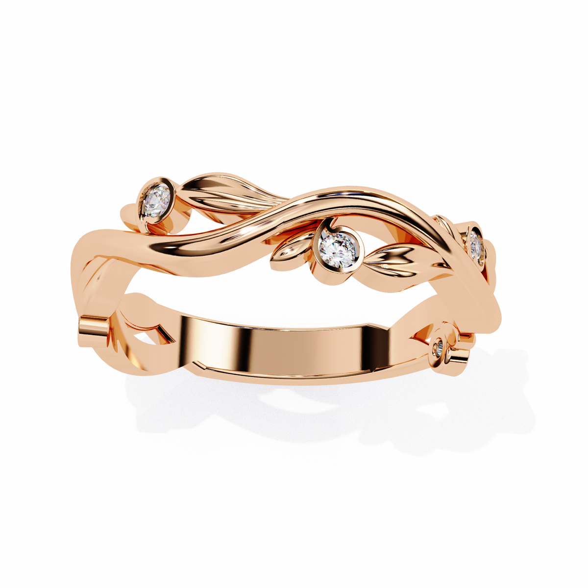 Reverra 14K Leaf & Vine Diamond Band, Nature’s Elegance, CTTW-0.09