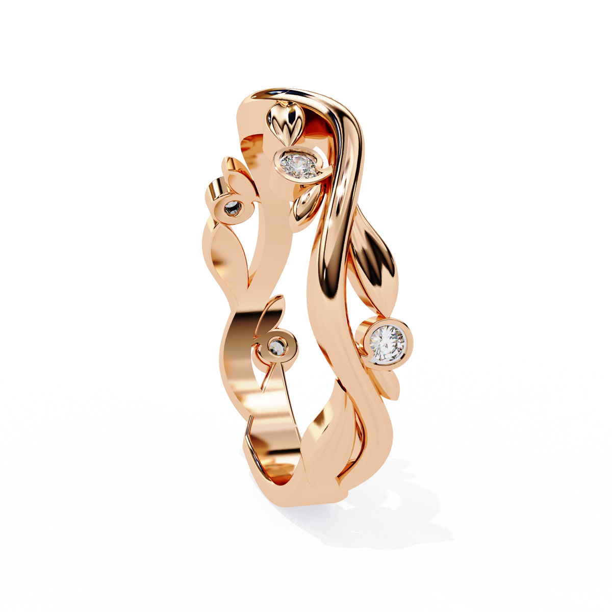 Reverra 14K Leaf & Vine Diamond Band, Nature’s Elegance, CTTW-0.09