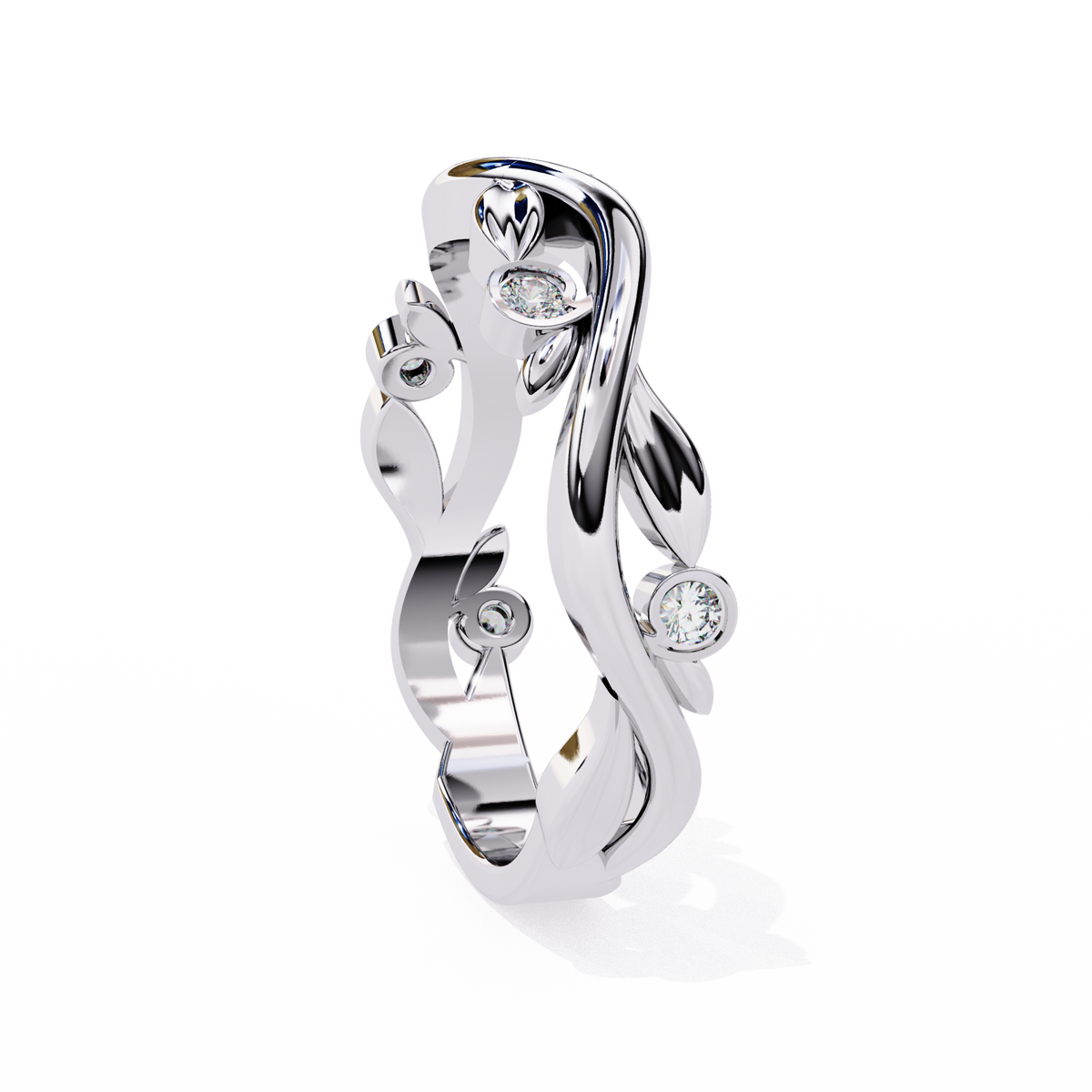 Reverra 14K Leaf & Vine Diamond Band, Nature’s Elegance, CTTW-0.09