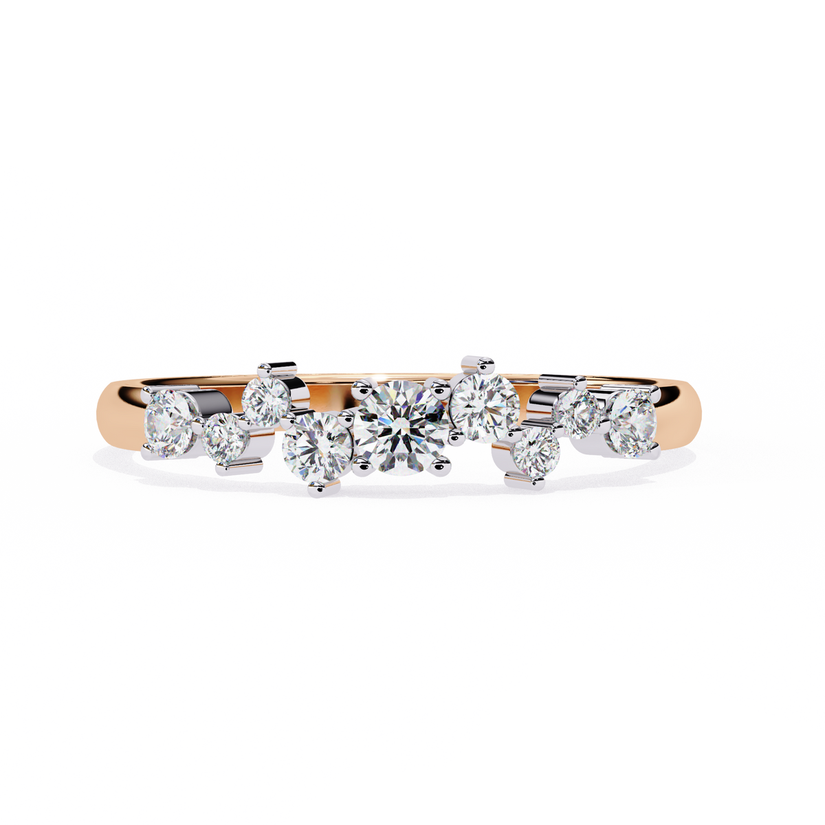 Reverra 14K Cluster Diamond Band, Delicate Modern Sparkle, CTTW-0.27