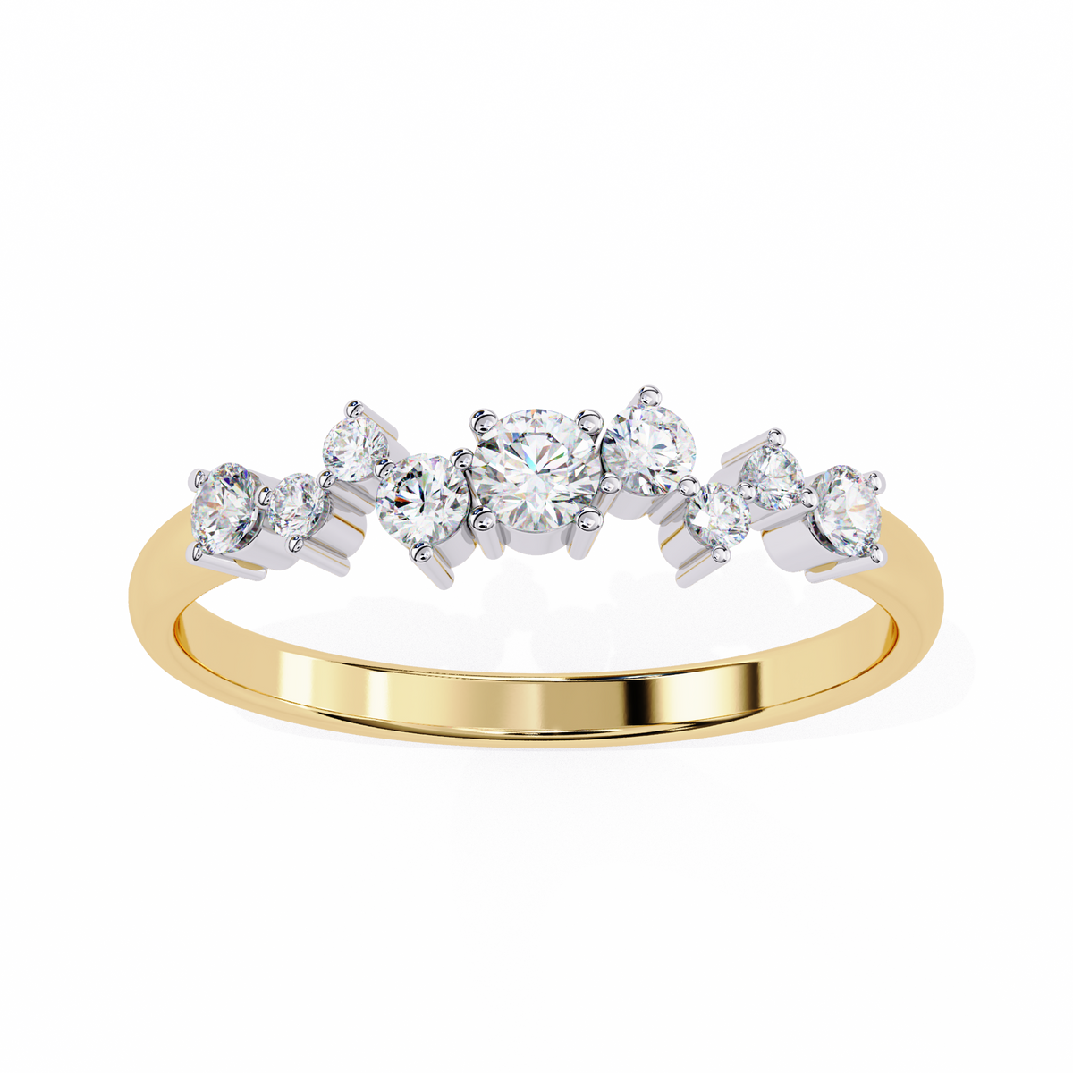 Reverra 14K Cluster Diamond Band, Delicate Modern Sparkle, CTTW-0.27