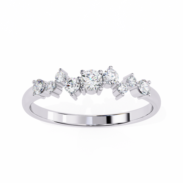 Reverra 14K Gold Round Lab Grown Diamond Cluster Delicate Modern Sparkle Engagement Ring  for Women, CTTW-0.27