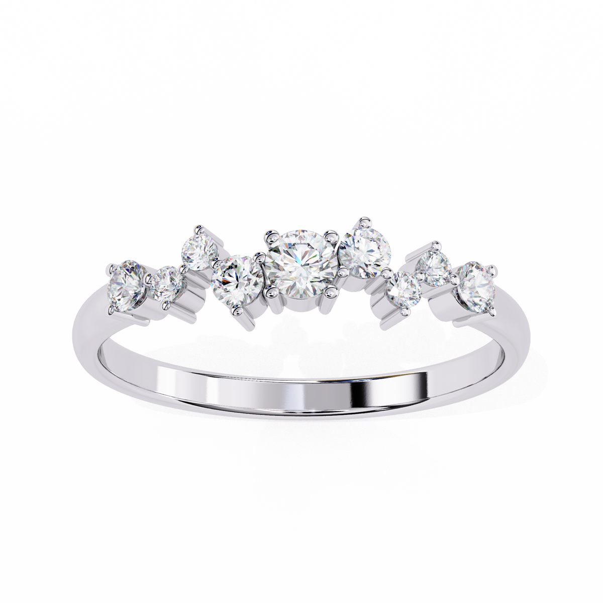 Reverra 14K Cluster Diamond Band, Delicate Modern Sparkle, CTTW-0.27